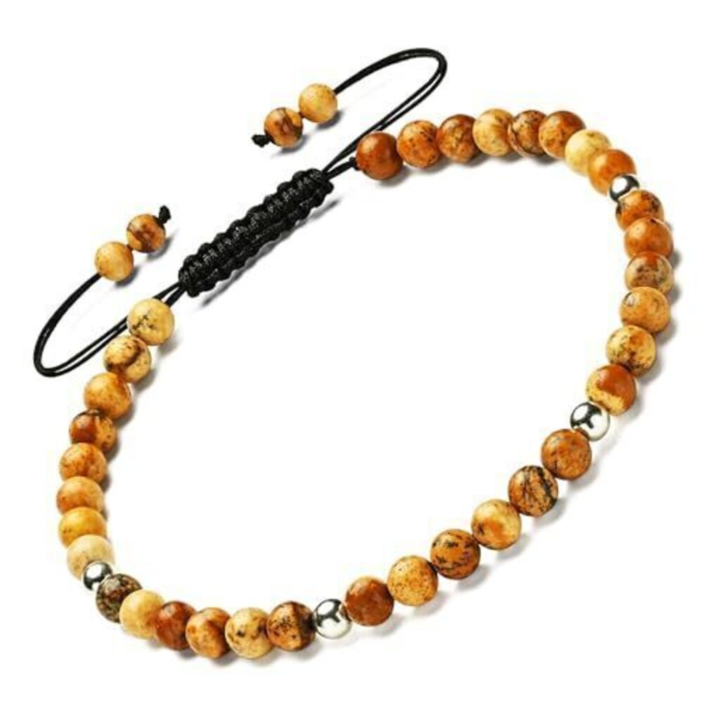 3822 Natural Gemstones Bracelet&925 Sterling Silver/18K Gold│4MM│ 7-9 in